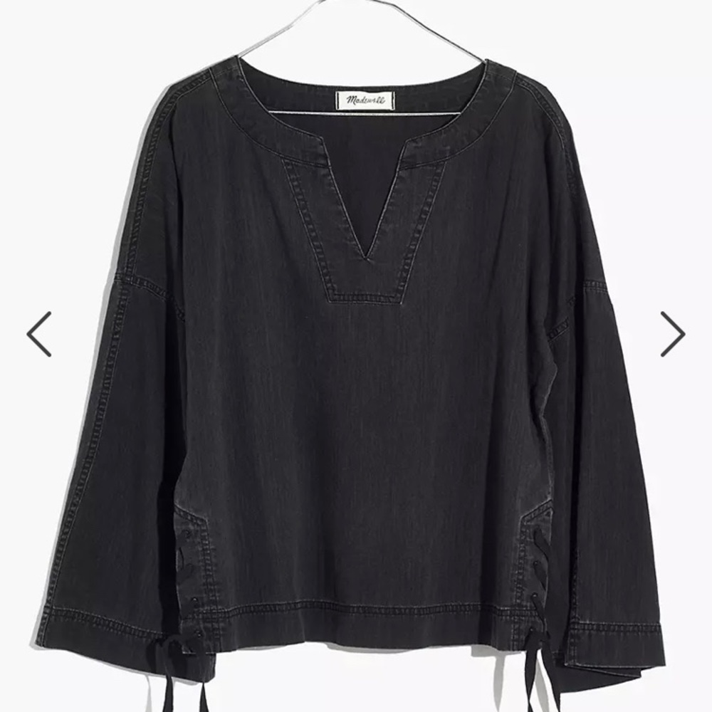 Madewell denim side lace top in Sloan black XS